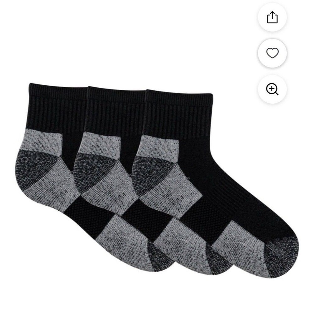 Gildan Men’s Ultra Cotton Quarter Socks Black 3 Pack Size 6-12
